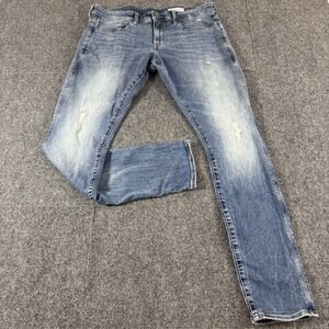 G-Star Raw Jeans Mens 34x31.5* 3301 Deconstructed Skinny Stretch Whiskered Denim
